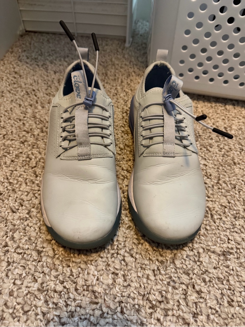 Casual Women’s Athletic Shoes in Light Gray with Blue Trim